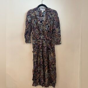 RJ Steven’s  Purple Paisley Long-Sleeve Midi Dress